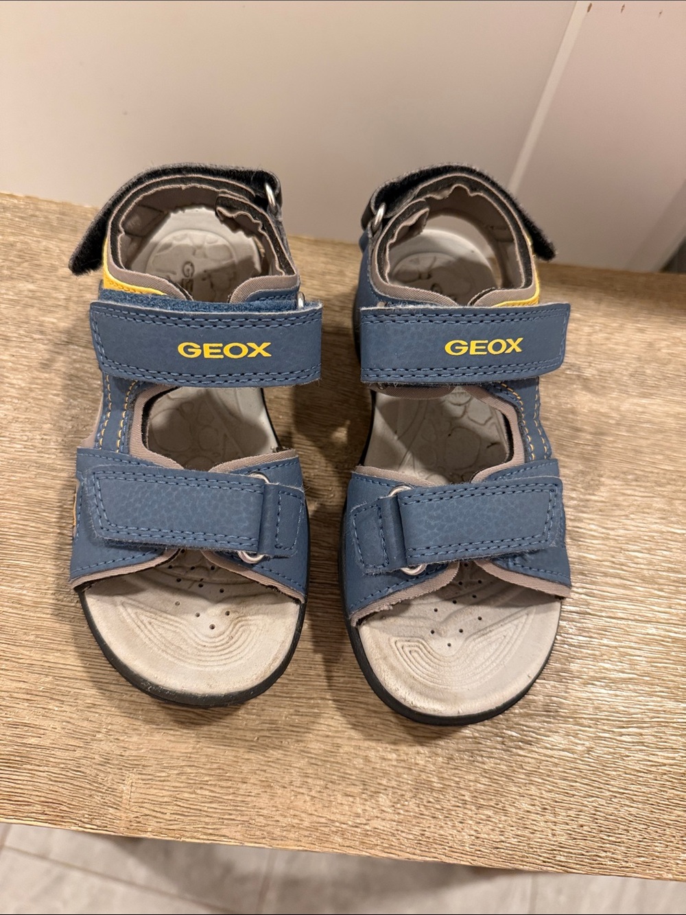 Geox Navy Kids Sandals with Yellow Logo